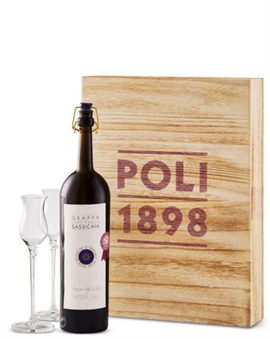 Poli Grappa di Sassicaia Jacopo Edizione Speciale 30 Anni – Presentask med 2 glas – 50CL / 40%
